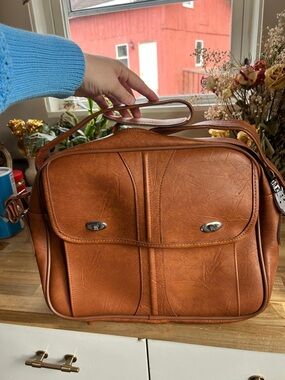 Stradellina vintage Classic Tan Men's messenger faux Leather Shoulder Bag